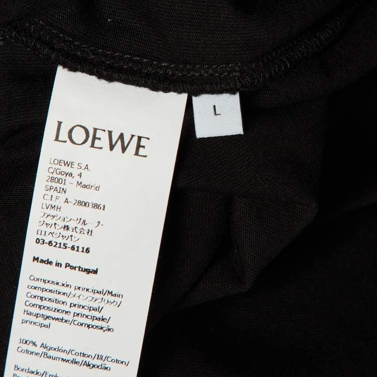 Pre Owned Loewe Black Cotton Anagram Embroidered Regular Fit T-Shirt L