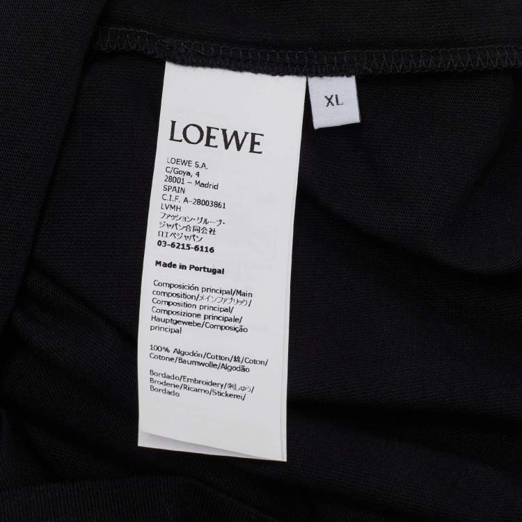 Pre Owned Loewe Black Cotton Anagram Embroidered Relaxed Fit T-Shirt XL