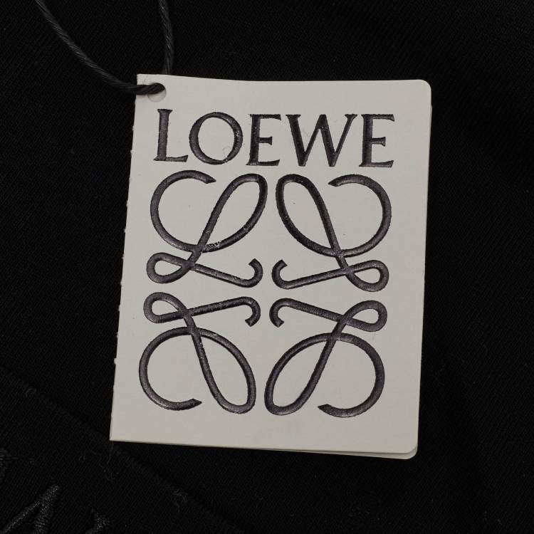 Pre Owned Loewe Black Cotton Anagram Embroidered Relaxed Fit T-Shirt XXL