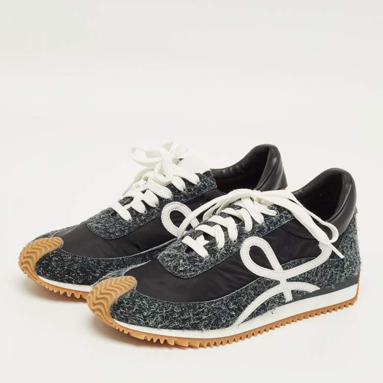 Pre Owned Loewe Grey/Black Suede and Nylon Flow Runner 2.0 Sneakers Size 42
