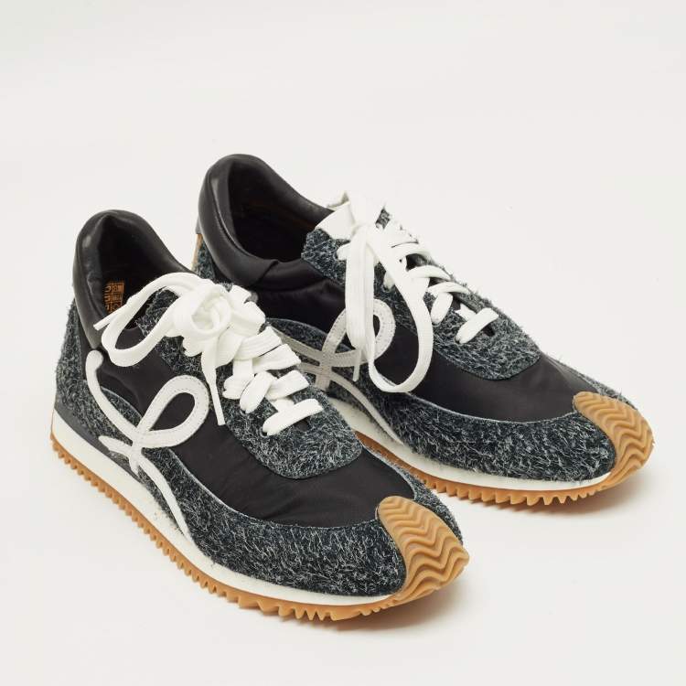 Pre Owned Loewe Grey/Black Suede and Nylon Flow Runner 2.0 Sneakers Size 42