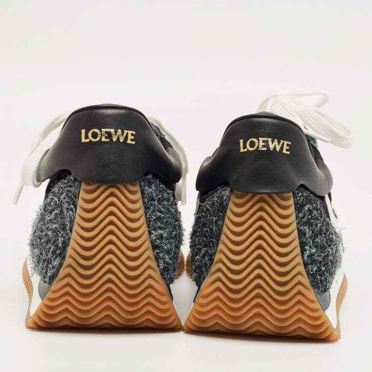 Pre Owned Loewe Grey/Black Suede and Nylon Flow Runner 2.0 Sneakers Size 42