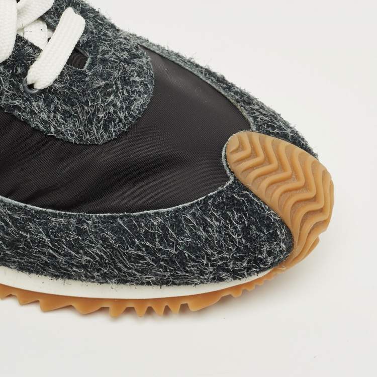 Pre Owned Loewe Grey/Black Suede and Nylon Flow Runner 2.0 Sneakers Size 42