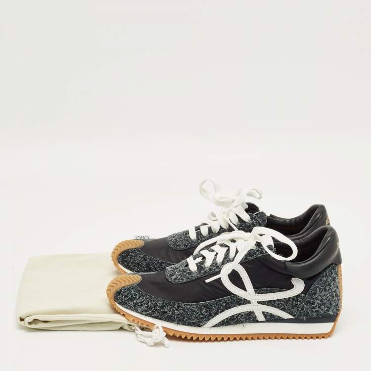 Pre Owned Loewe Grey/Black Suede and Nylon Flow Runner 2.0 Sneakers Size 42
