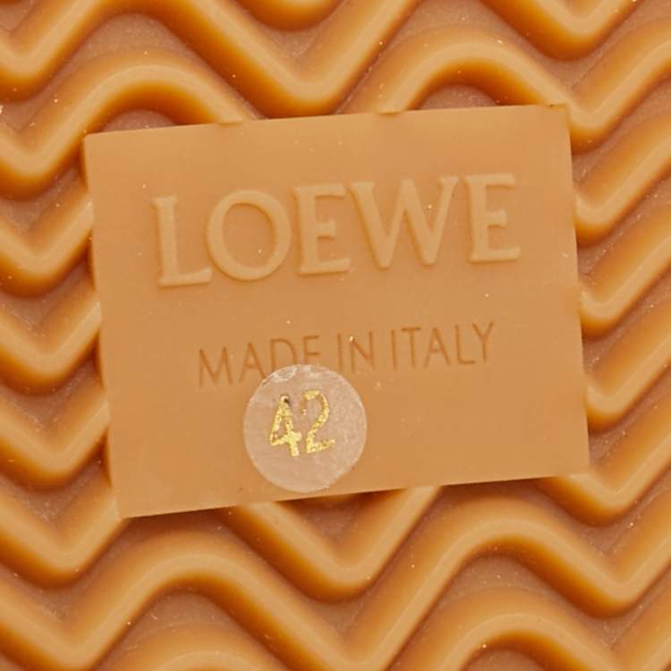 Pre Owned Loewe Size 42 Beige/Black Nylon and Suede Lace Up Sneakers