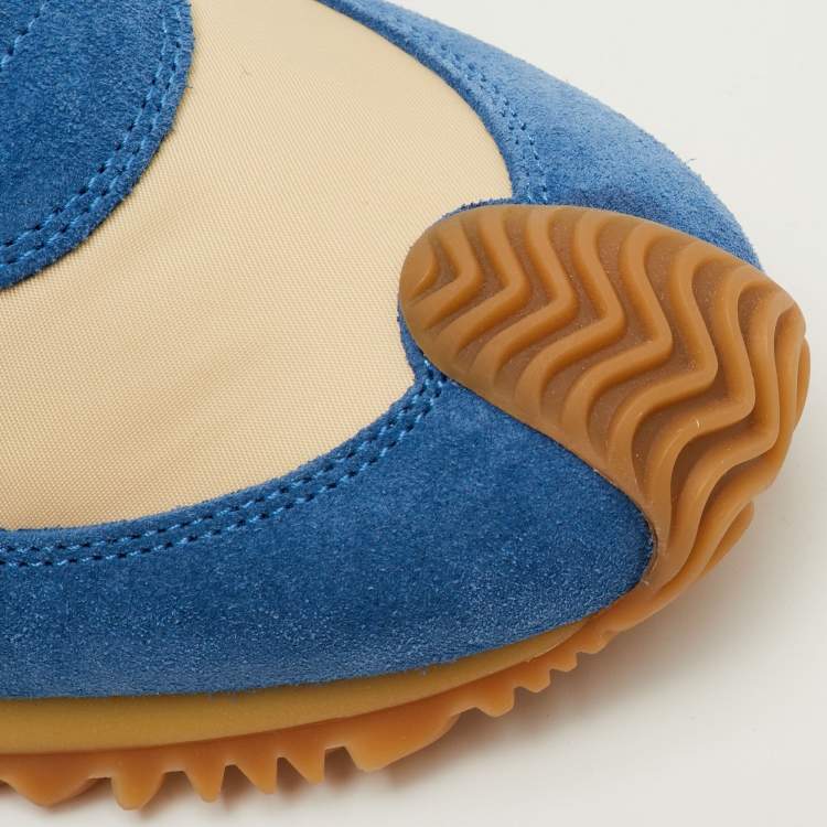 Pre Owned Loewe Flow Runner 2.0 Size 42 Blue/Beige Nylon and Suede Low Top Sneakers