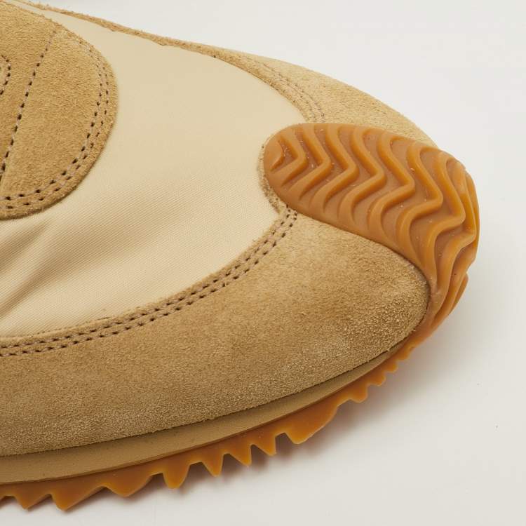 Pre Owned Loewe Flow Runner 2.0 Size 42 Beige/Black Nylon and Suede Low Top Sneakers