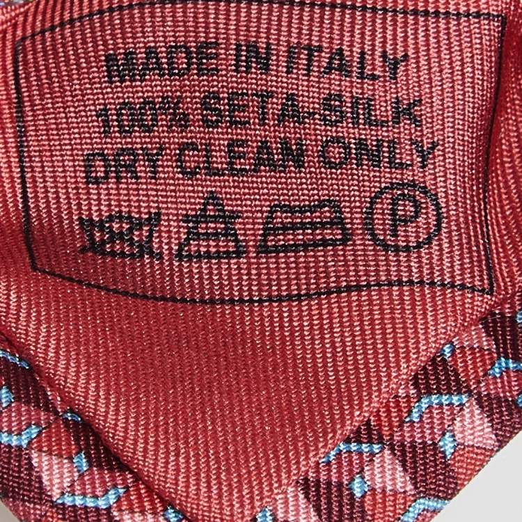 Pre Owned Loewe Coral Geometric Print Silk Tie
