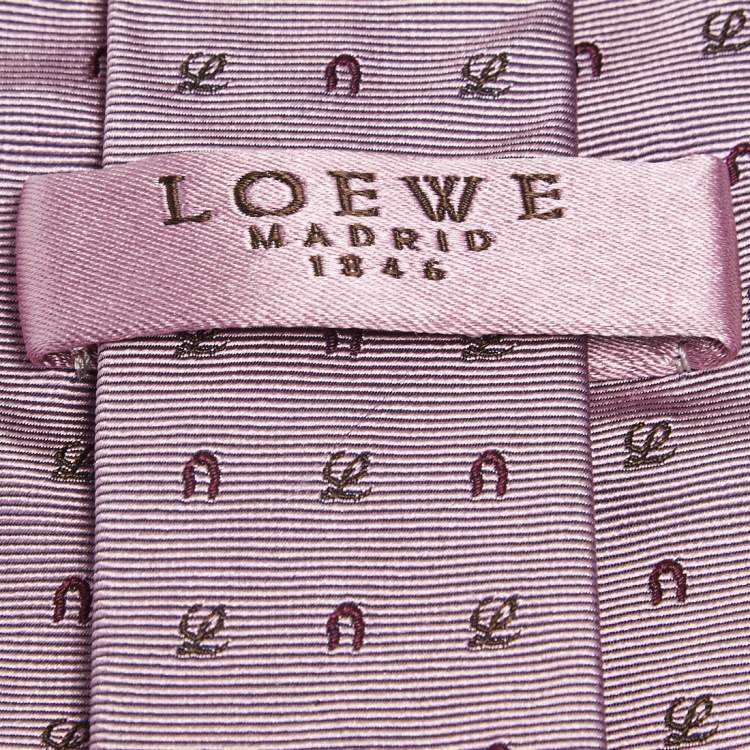 Pre Owned Loewe Pink Logo Silk Jacquard Tie
