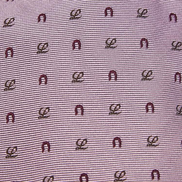 Pre Owned Loewe Pink Logo Silk Jacquard Tie