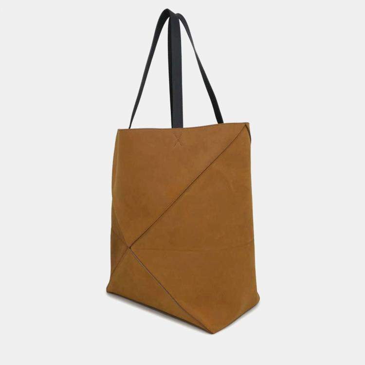 Pre Owned Loewe Brown Suede Puzzlefold Extra Large Tote Bag