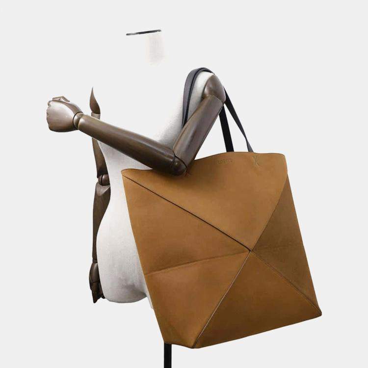 Pre Owned Loewe Brown Suede Puzzlefold Extra Large Tote Bag