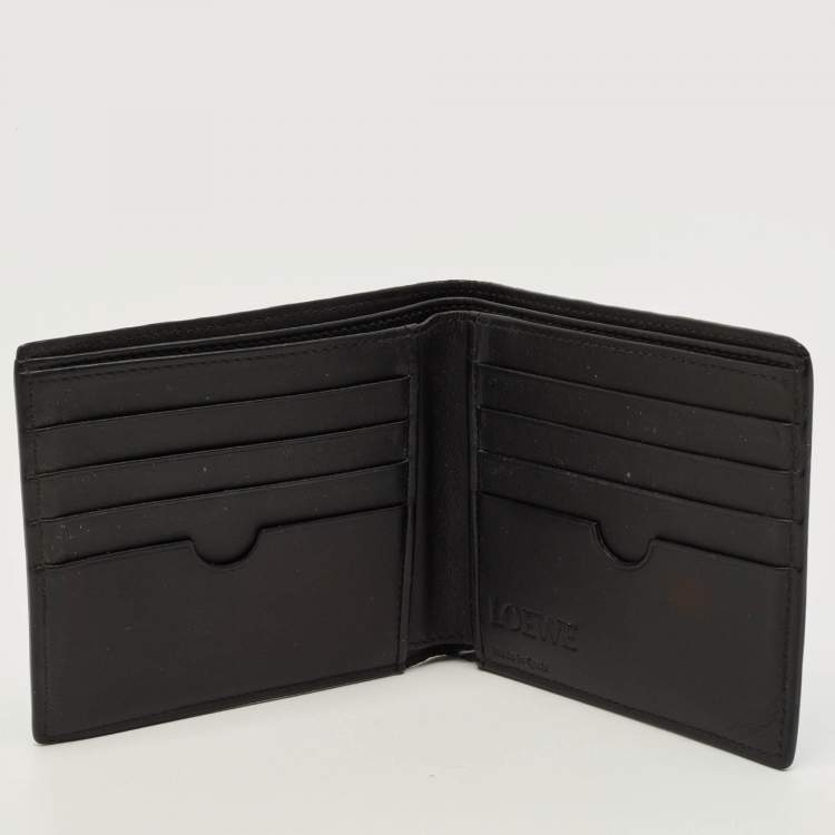 Pre Owned Loewe Anagram Embossed Blue Leather Bifold Wallet