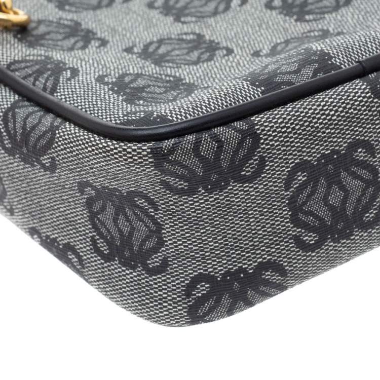 Pre Owned Loewe Grey/Black Coated Canvas and Leather Messenger Bag