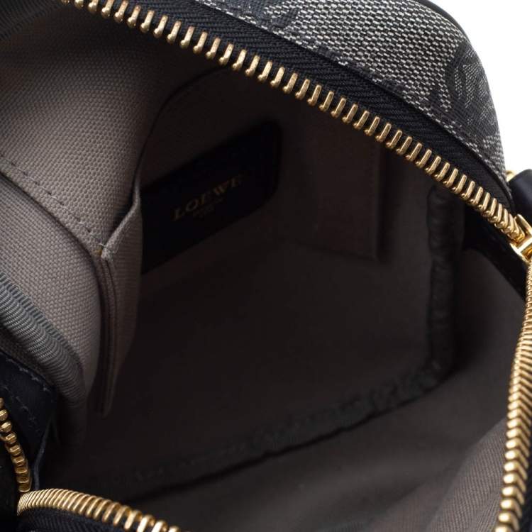 Pre Owned Loewe Grey/Black Coated Canvas and Leather Messenger Bag