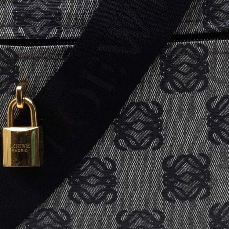 Pre Owned Loewe Grey/Black Coated Canvas and Leather Messenger Bag