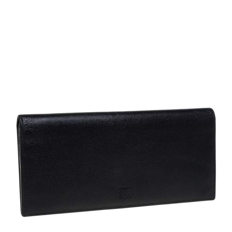 Pre Owned Loewe Black Grained Leather Long Wallet