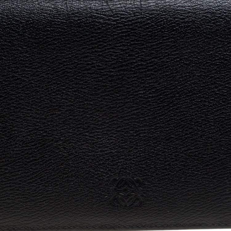 Pre Owned Loewe Black Grained Leather Long Wallet