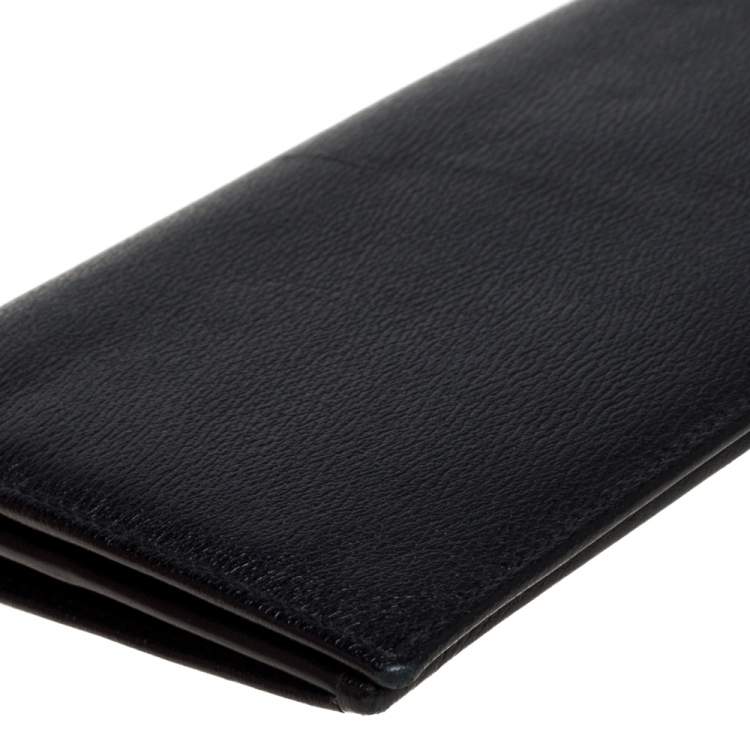 Pre Owned Loewe Black Grained Leather Long Wallet