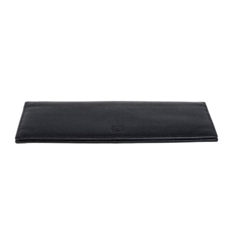 Pre Owned Loewe Black Grained Leather Long Wallet