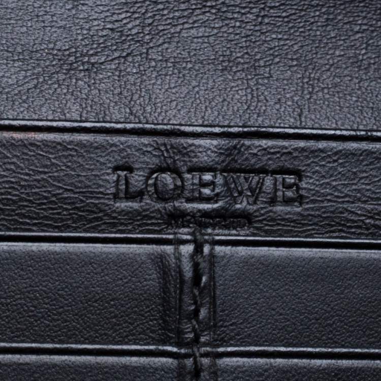 Pre Owned Loewe Black Grained Leather Long Wallet