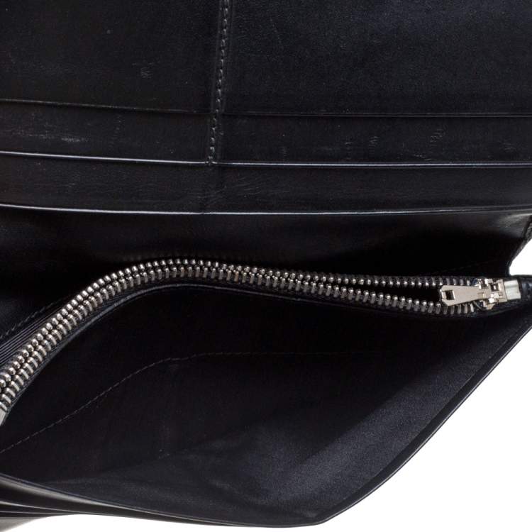 Pre Owned Loewe Black Grained Leather Long Wallet