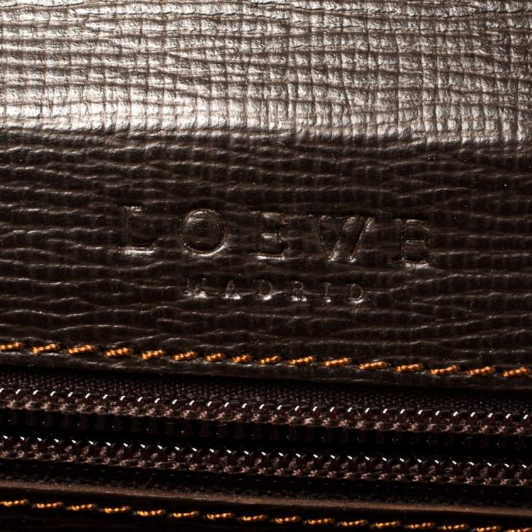Pre Owned Loewe Brown Leather Lock Briefcase