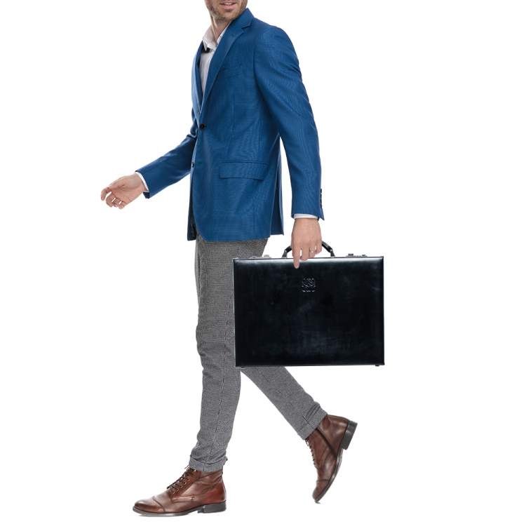 Pre Owned Loewe Black Leather Briefcase