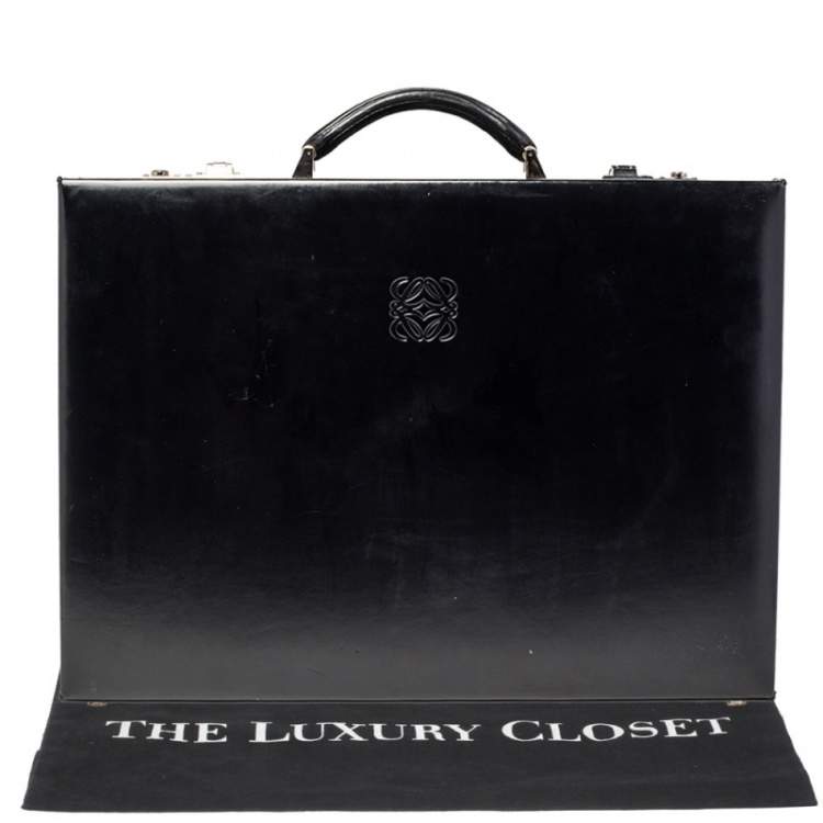 Pre Owned Loewe Black Leather Briefcase