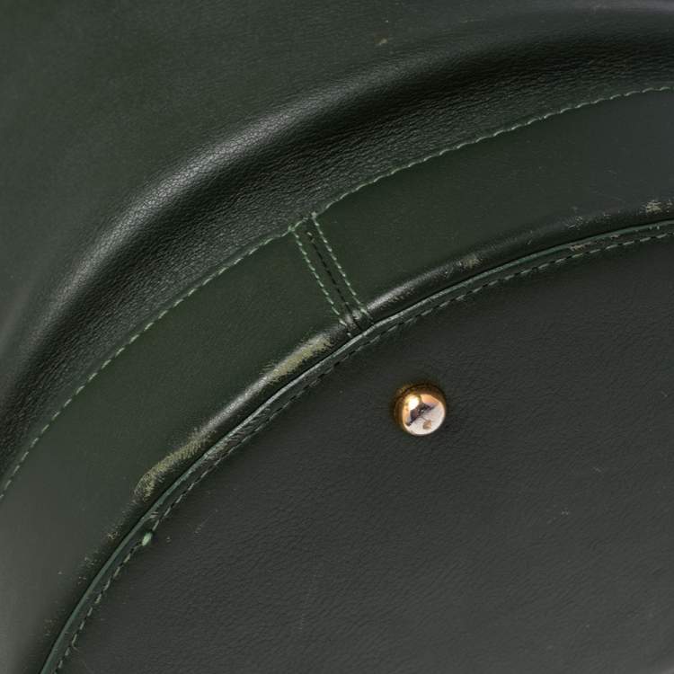 Pre Owned Loewe Green Leather Zip Sling Backpack