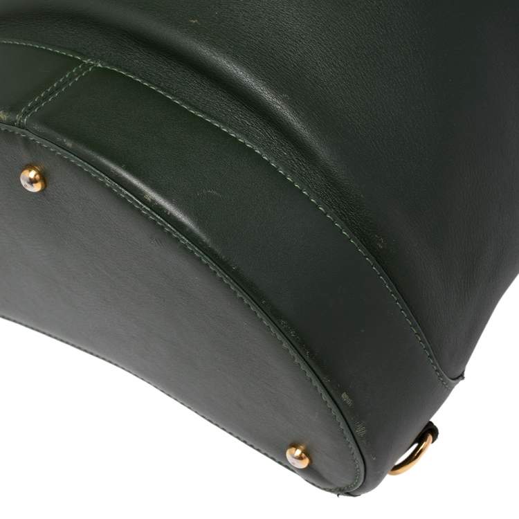 Pre Owned Loewe Green Leather Zip Sling Backpack