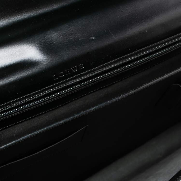 Pre Owned Loewe Black Leather Anagram Embossed Briefcase