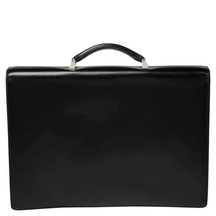 Pre Owned Loewe Black Leather Anagram Embossed Briefcase