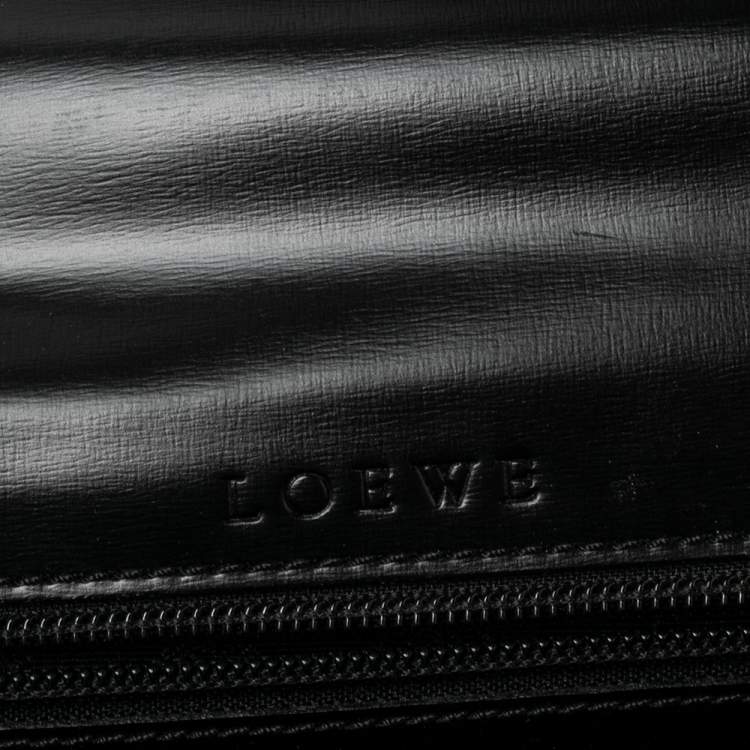 Pre Owned Loewe Black Leather Anagram Embossed Briefcase