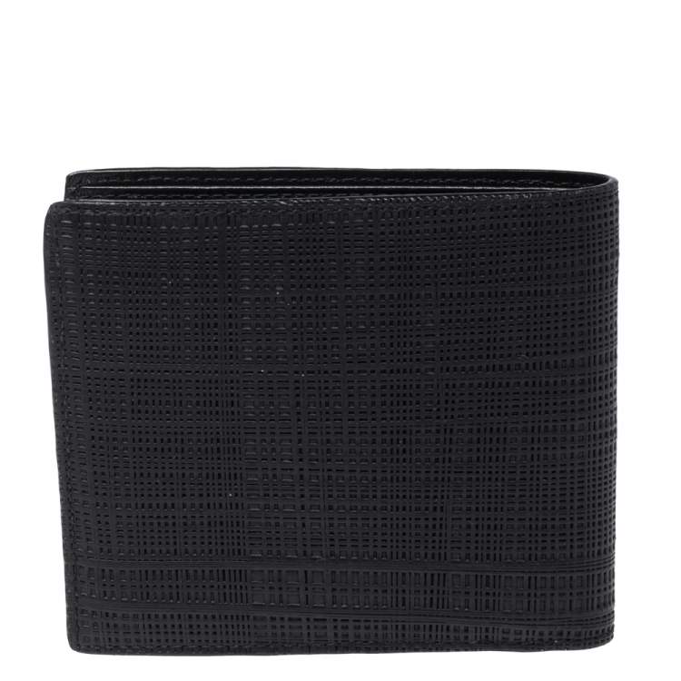 Pre Owned Loewe Black Textured Leather Bifold Compact Wallet