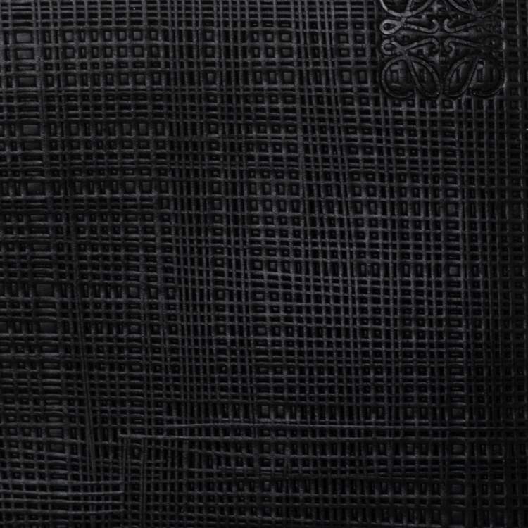 Pre Owned Loewe Black Textured Leather Bifold Compact Wallet
