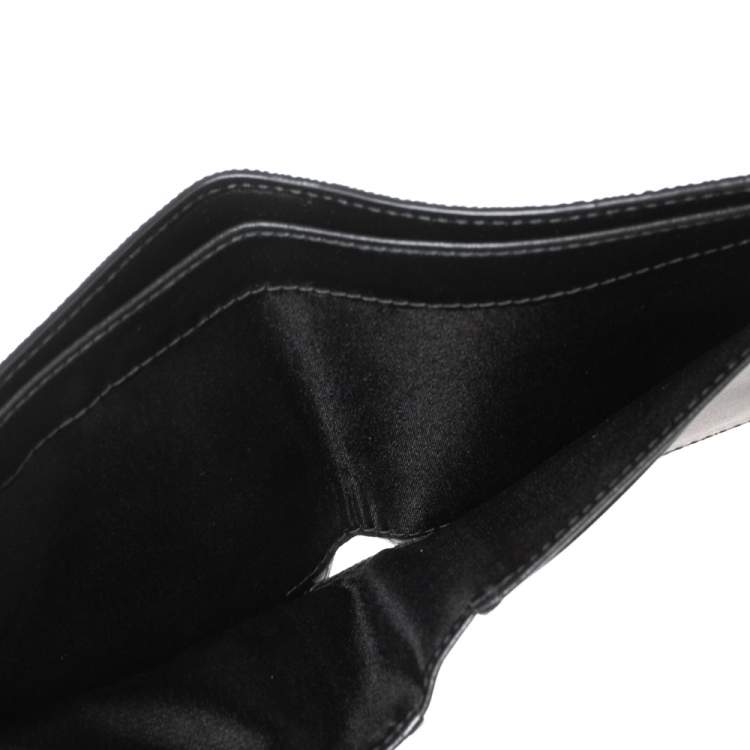 Pre Owned Loewe Black Textured Leather Bifold Compact Wallet