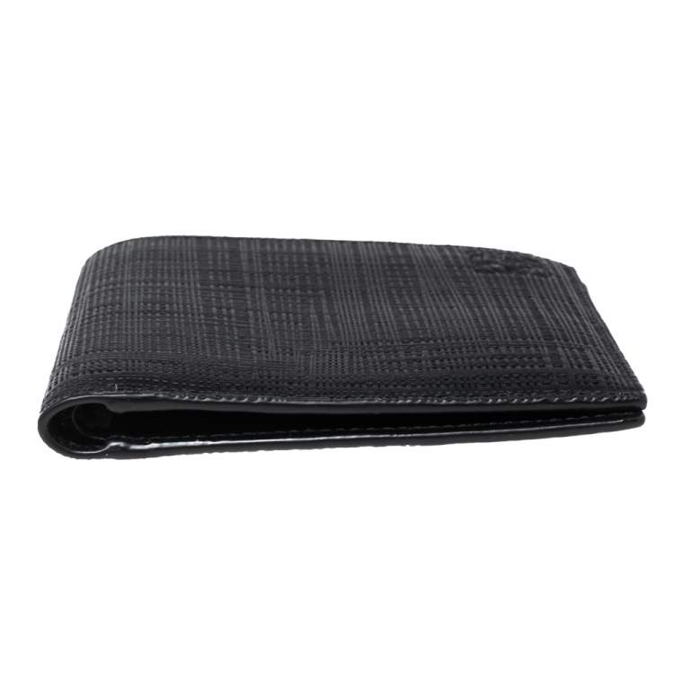 Pre Owned Loewe Black Textured Leather Bifold Compact Wallet