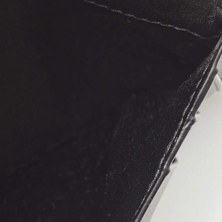 Pre Owned Loewe Black Leather Puzzle Stitch Bifold Card Holder 