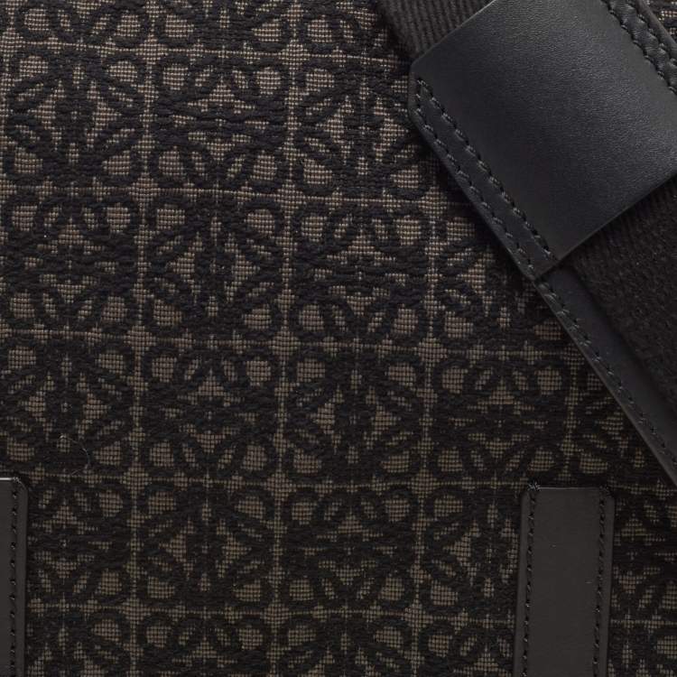 Pre Owned Loewe Black/Dark Grey Anagram Canvas XS Military Messenger Bag