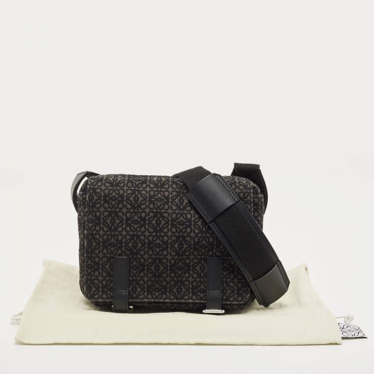 Pre Owned Loewe Black/Dark Grey Anagram Canvas XS Military Messenger Bag