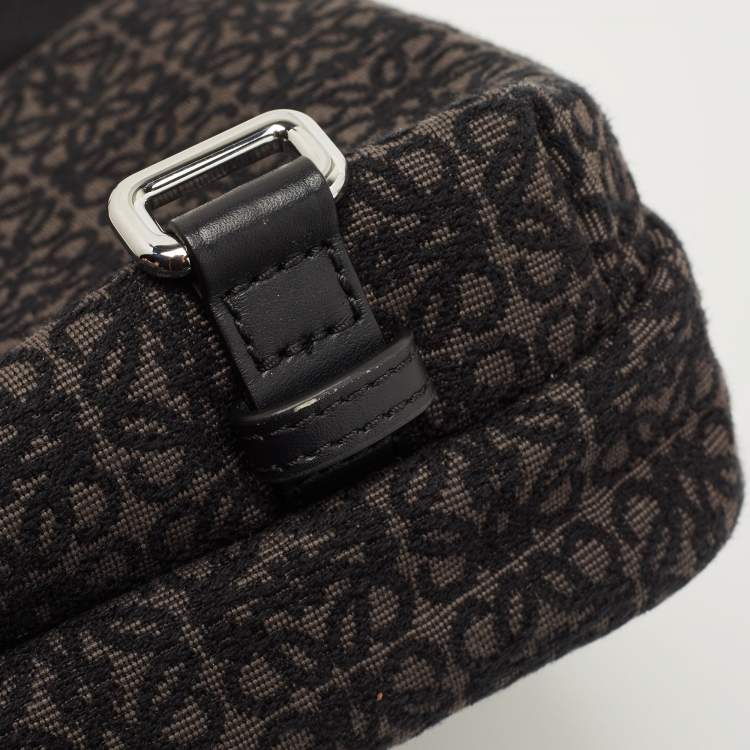 Pre Owned Loewe Black/Dark Grey Anagram Canvas XS Military Messenger Bag