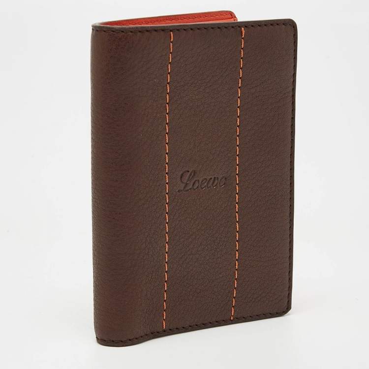Pre Owned Loewe Brown Leather Bifold Card Case