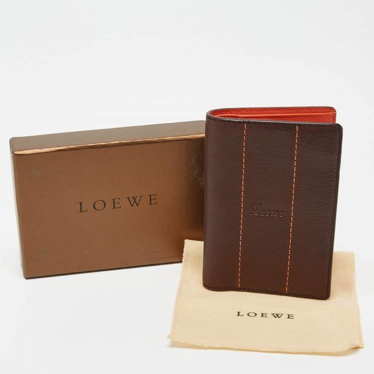 Pre Owned Loewe Brown Leather Bifold Card Case