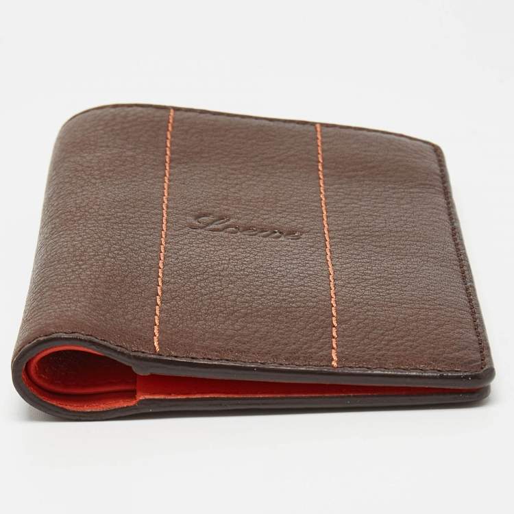 Pre Owned Loewe Brown Leather Bifold Card Case