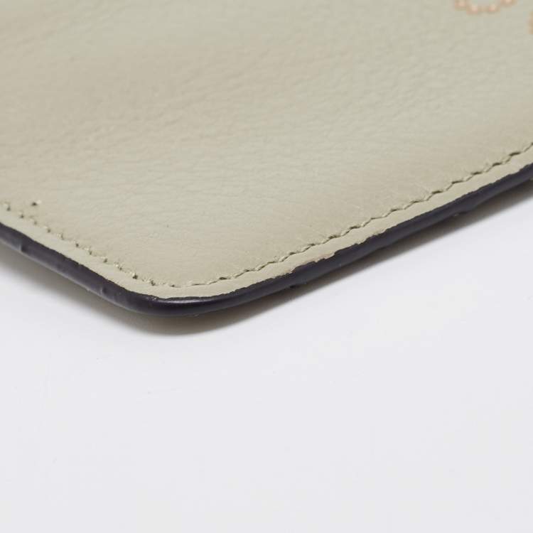 Pre Owned Loewe Grey Leather Anagram Coin Card Holder 