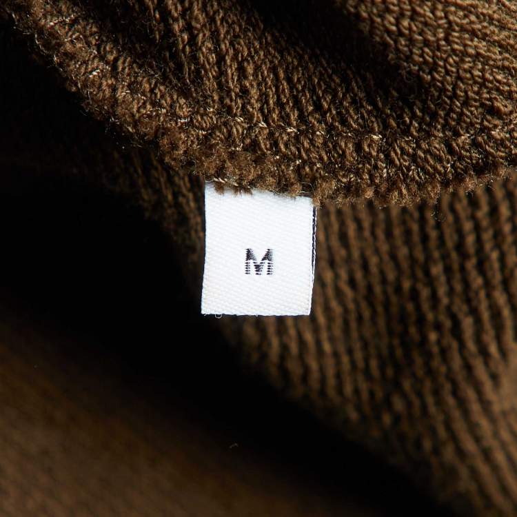 Pre Owned Loewe Dark Olive Green Knit Anagram Pocket Detail Hoodie M