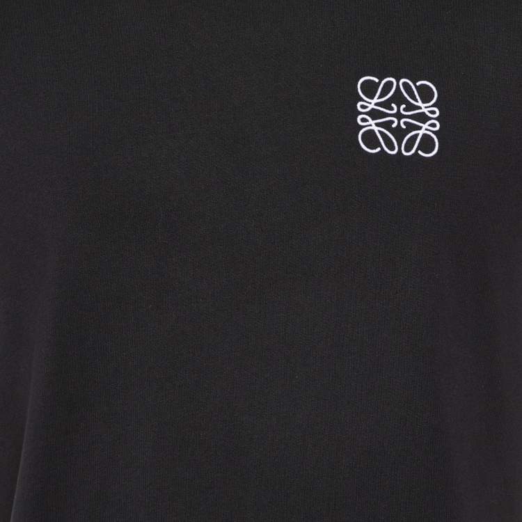 Pre Owned Loewe Black Anagram Embroidered Cotton Crew Neck T-Shirt S