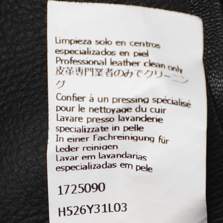 Pre Owned Loewe Black Leather Logo Embossed Zip Jacket M