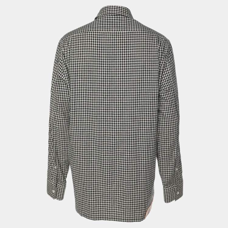 Pre Owned Loewe Black/White Checkered Cotton Button Front Shirt XXS